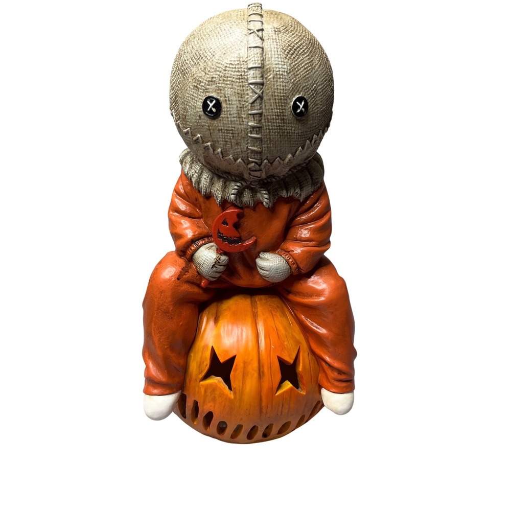 Trick r Treat Sam on Pumpkin Light Up Halloween Decor Horror Movie Statue 14.5in